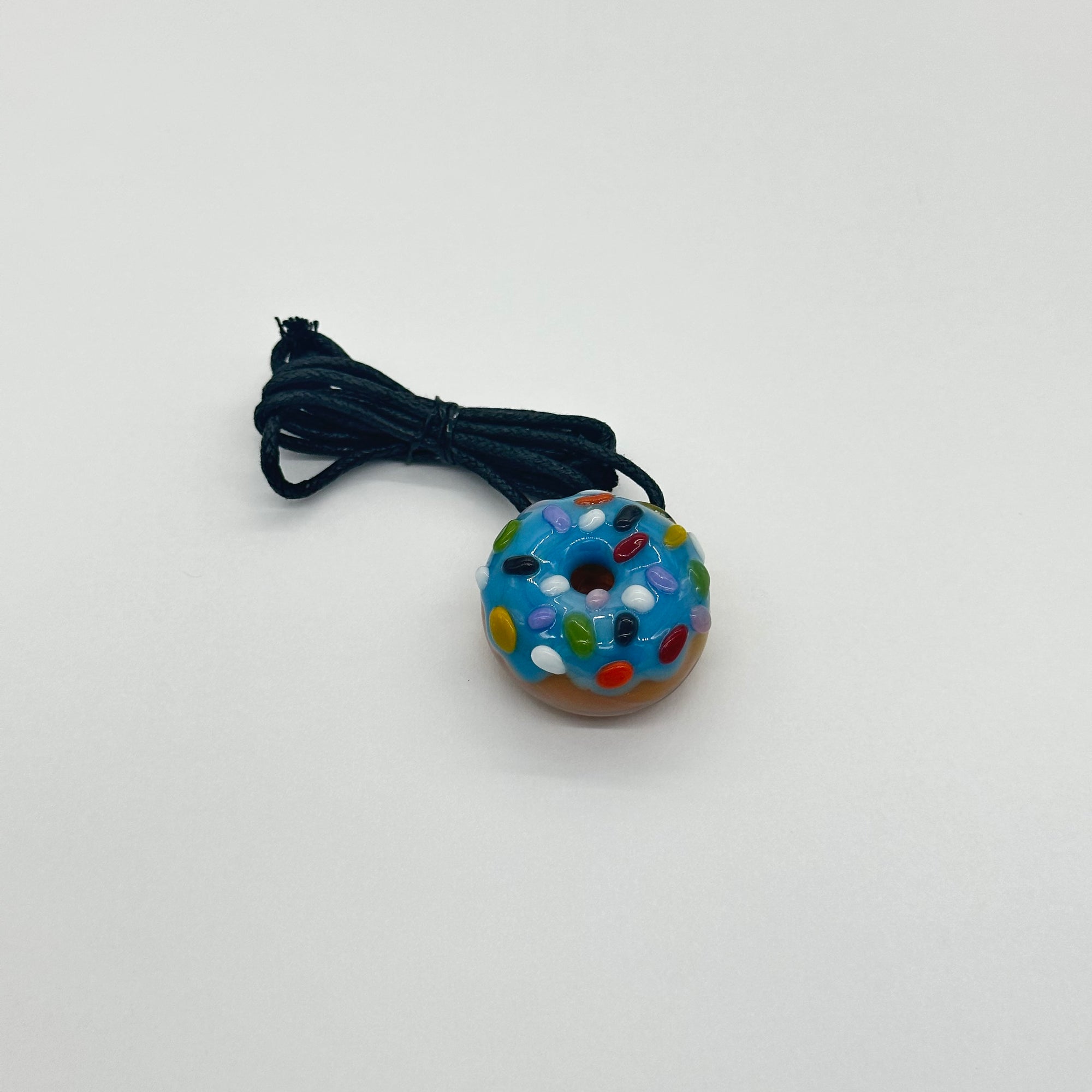 KGB Glass Micro Donut Pendant Blueberry Sprinkes Vanilla