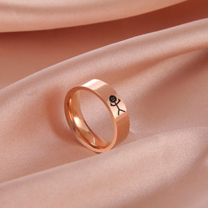 Engravable Titanium Middle Finger Rings - Rose / 11