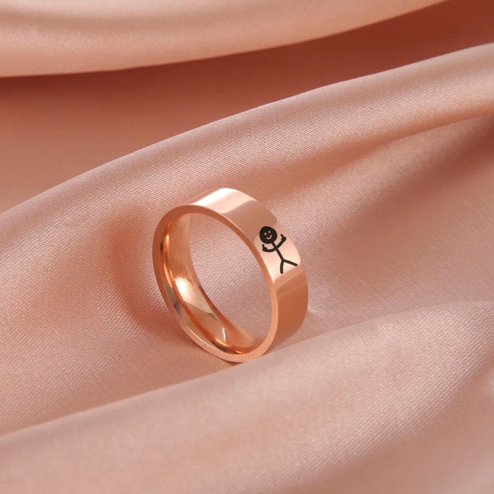 Engravable Titanium Middle Finger Rings - Rose / 12