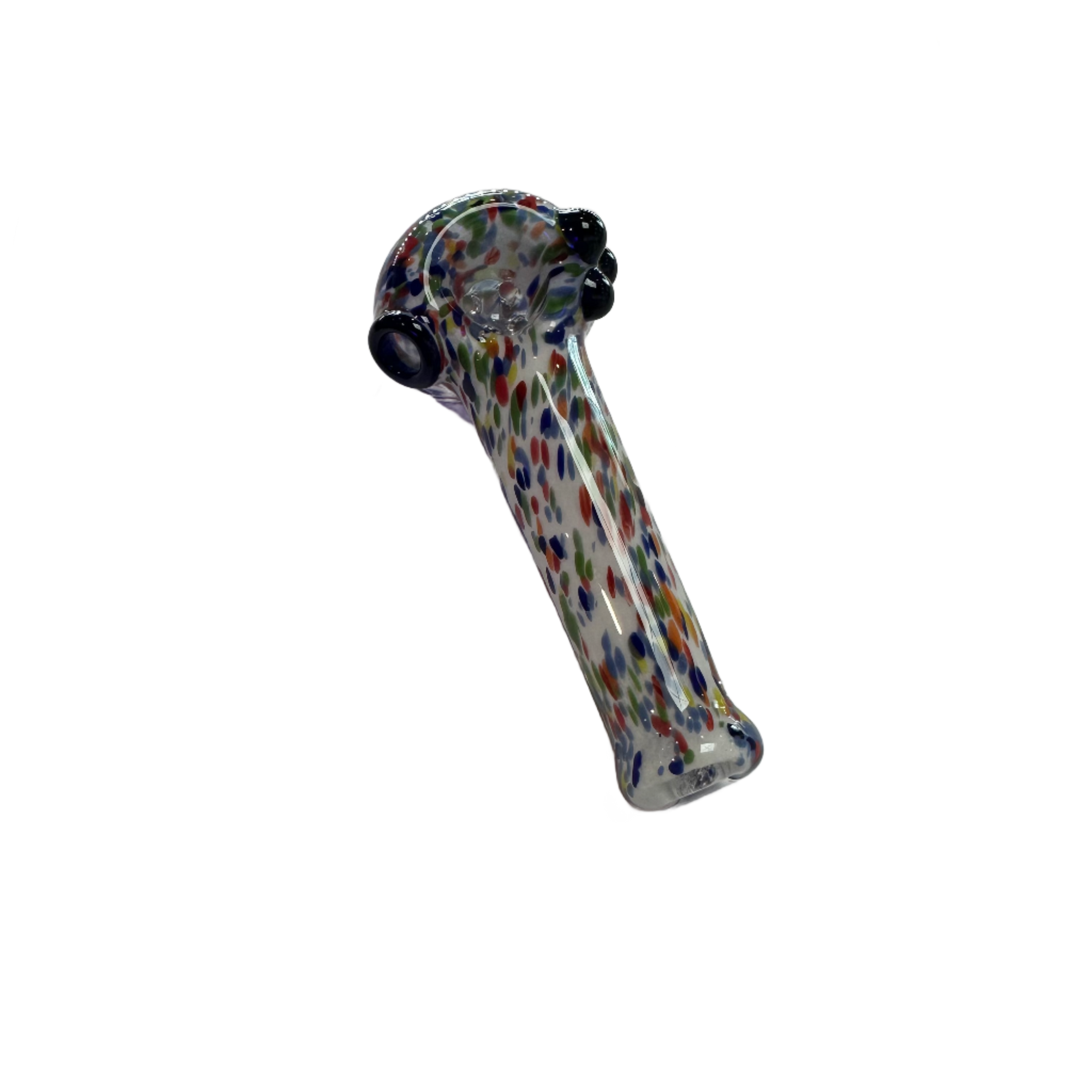 Sarah Marblesbee 4 Hole Large Spoon - White w/ Rainbow Dots