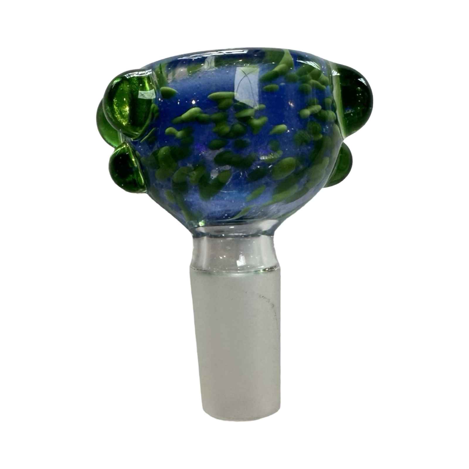 Sarah Marblesbee 4 Hole Slide 14mm - Blue w/ Green Dots