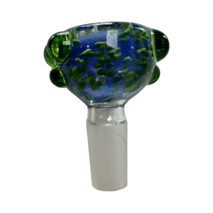 Sarah Marblesbee 4 Hole Slide 14mm - Blue w/ Green Dots