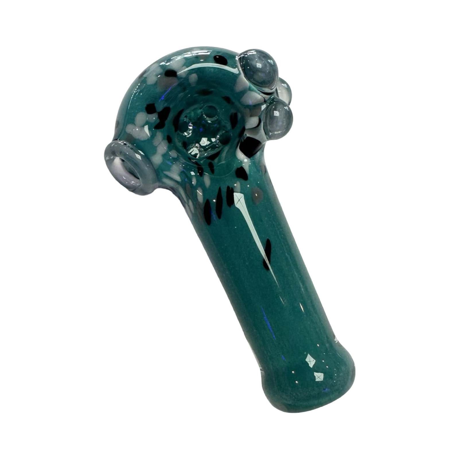 Sarah Marblesbee 4 Hole Mini Spoon - Teal w/ Black Dots