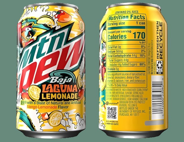 Mountain Dew Baja Laguna Lemonade 12 fl oz (Rare American)