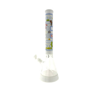 Game Time 18" Beaker Bong Full Color WhiteMANDALA yellow 13" Beaker Base Bong (ONLINE ONLY)