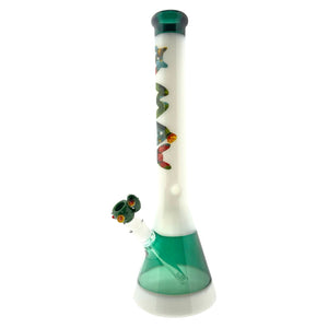 18" Cactus Teal & White Beaker Bong x Empire Glassworks Cactus Bowl (ONLINE ONLY)