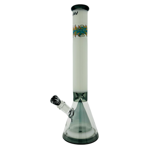 18" Wigwag MAV Glass Pyramid Beaker Bong black and white (ONLINE ONLY)