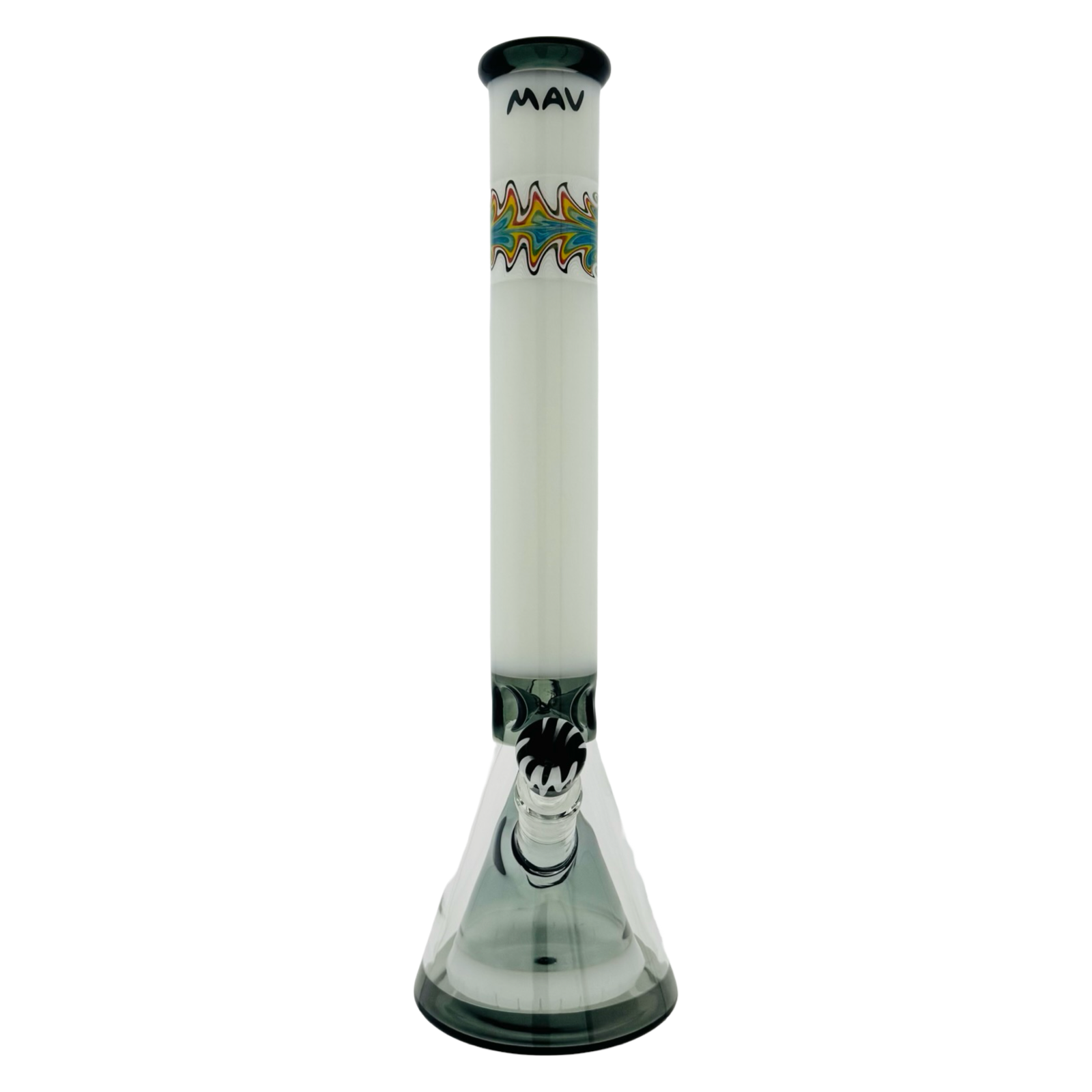 18" Wigwag MAV Glass Pyramid Beaker Bong black and white (ONLINE ONLY)