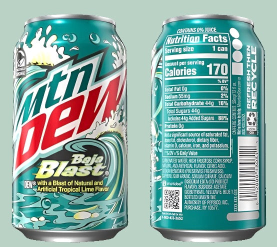 Mountain Dew Baja Blast 12 fl oz (Rare American) Mountain Dew Baja Blast 12 fl oz (Rare American)