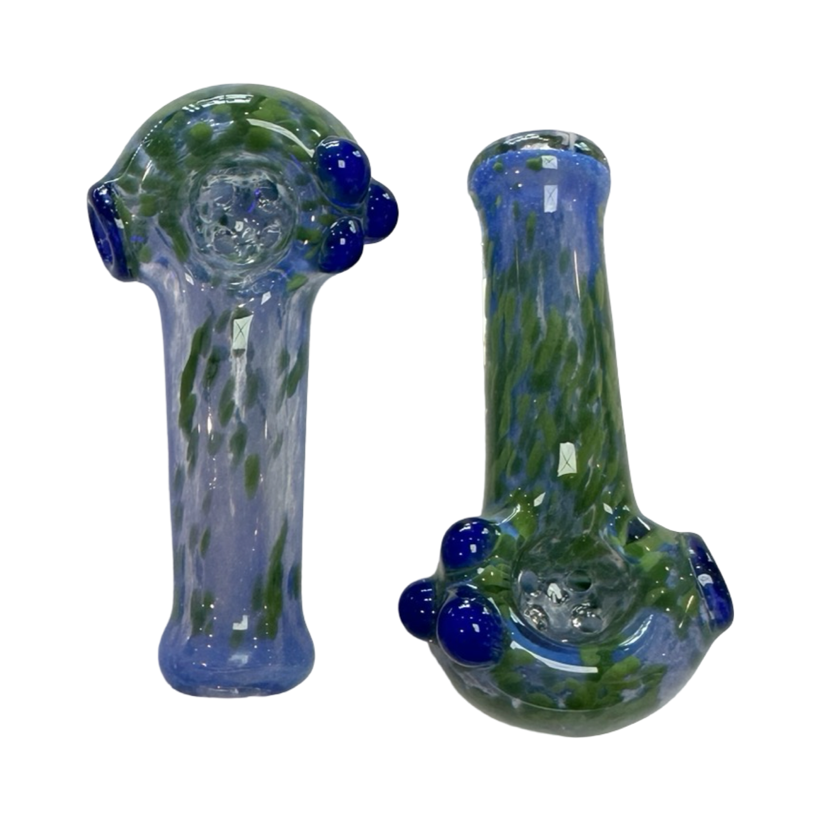 Sarah Marblesbee 4 Hole Mini Spoon - Blue w/ Green Dots