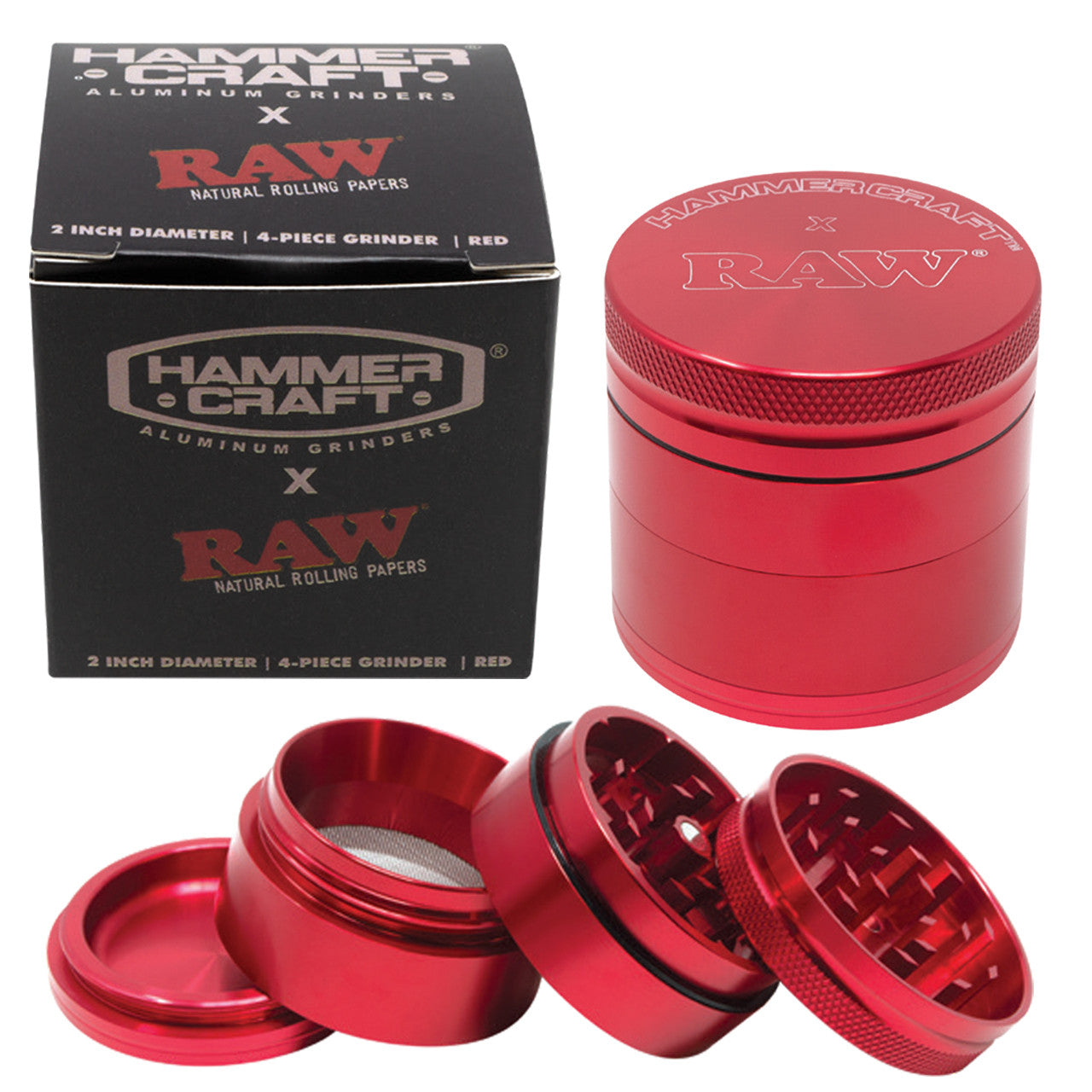 RAW® x Hammercraft 4 Part Grinder - Red / 2.0''