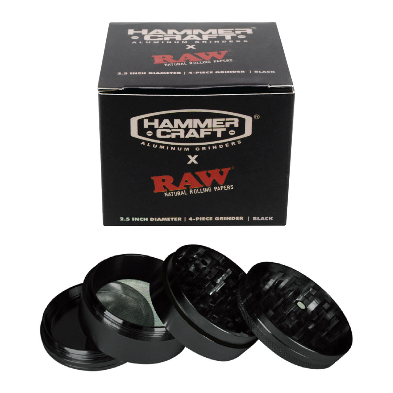 RAW® x Hammercraft 4 Part Grinder - Black / 2.5"