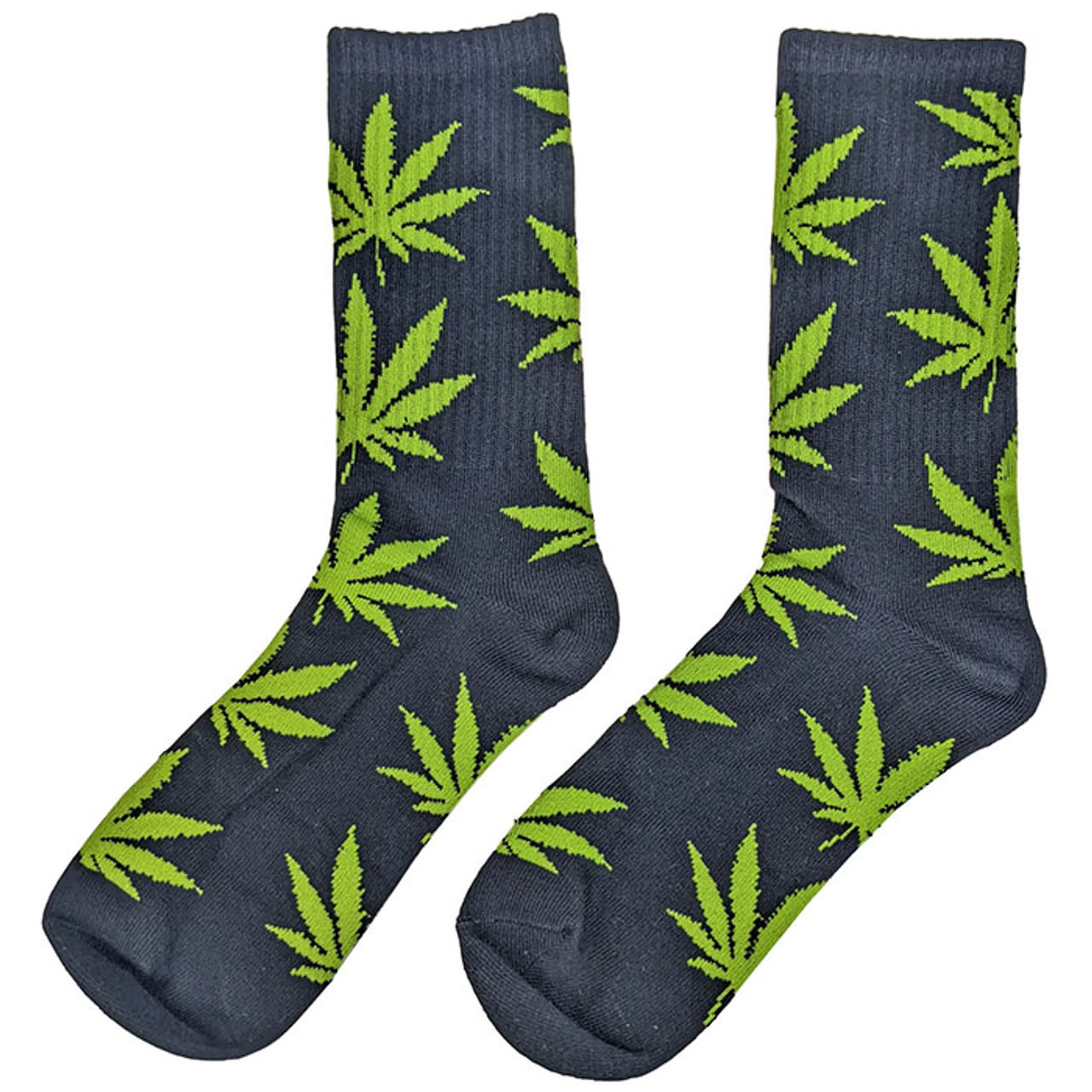 Cannabis Leaf Printed Socks - Black/Green