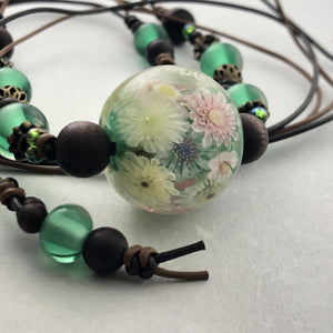 Etsuko Inasawa Green Flower Necklace