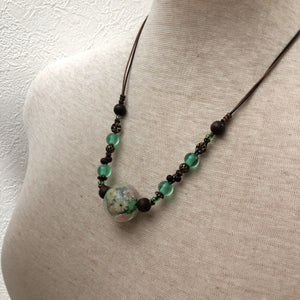 Etsuko Inasawa Green Flower Necklace