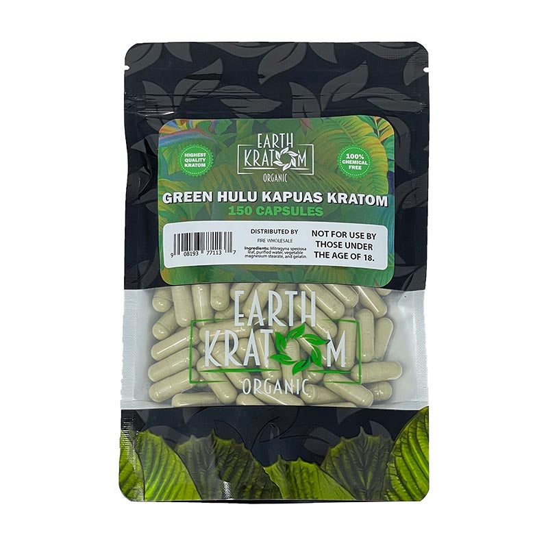 Earth Kratom Organic Capsules 150ct - Green Malay