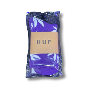 Cannabis Leaf Printed Socks - Purple/White