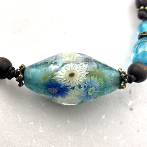 Etsuko Inasawa Blue Flower Necklace