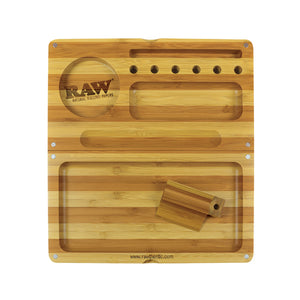 Raw Striped Bamboo Rolling Tray Magnetic Flip