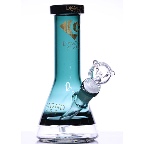 Diamond Glass 10" Mini Beaker Full Color - TEAL - BLUE