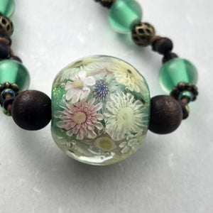 Etsuko Inasawa Green Flower Necklace