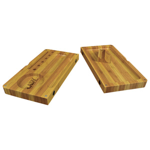 Raw Striped Bamboo Rolling Tray Magnetic Flip