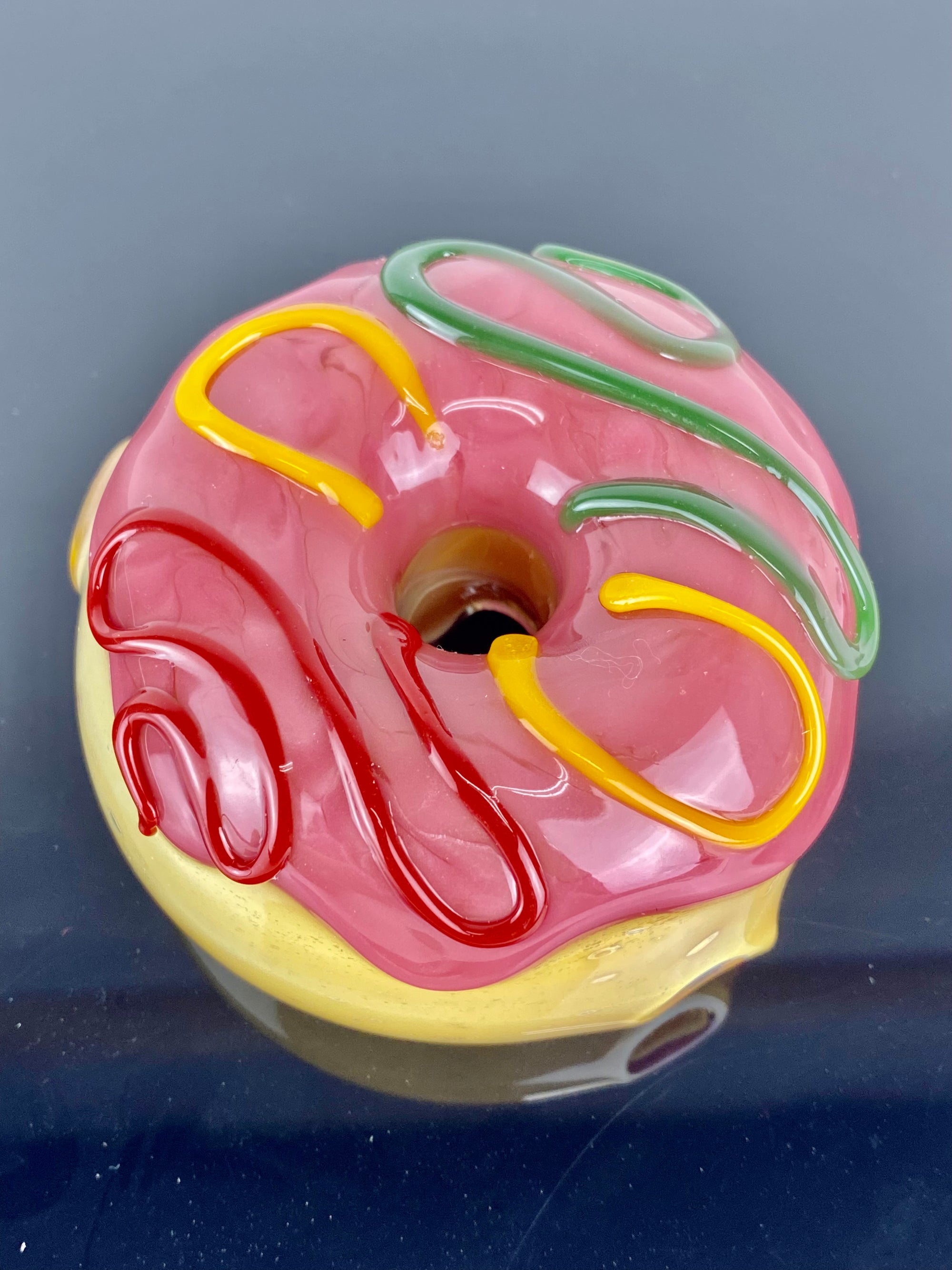 KGB Glass Donut Pipe Strawberry Rasta