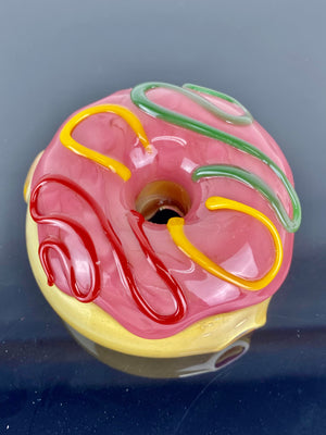 KGB Glass Donut Pipe Strawberry Rasta