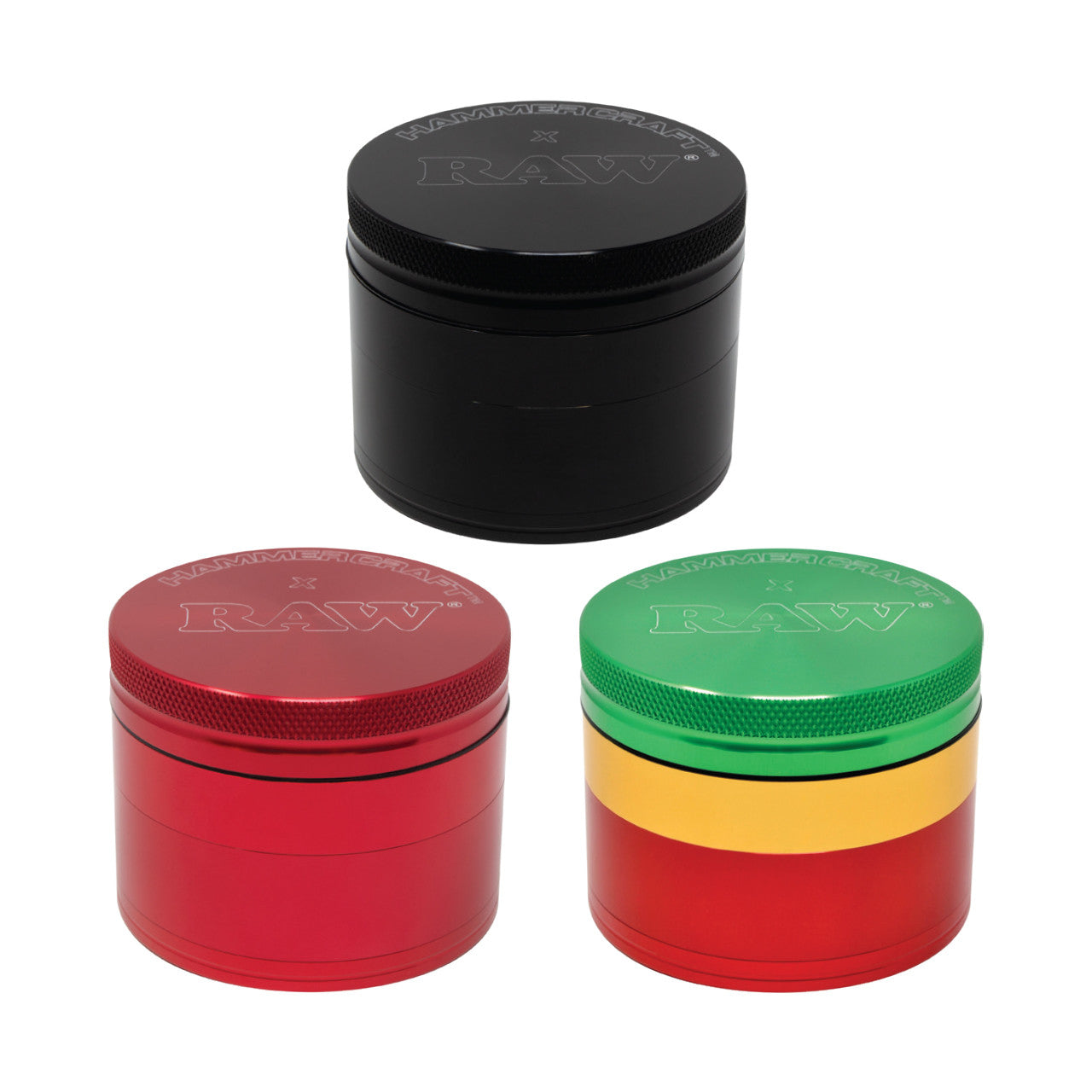 RAW® x Hammercraft 4 Part Grinder - Rasta / 2.5"