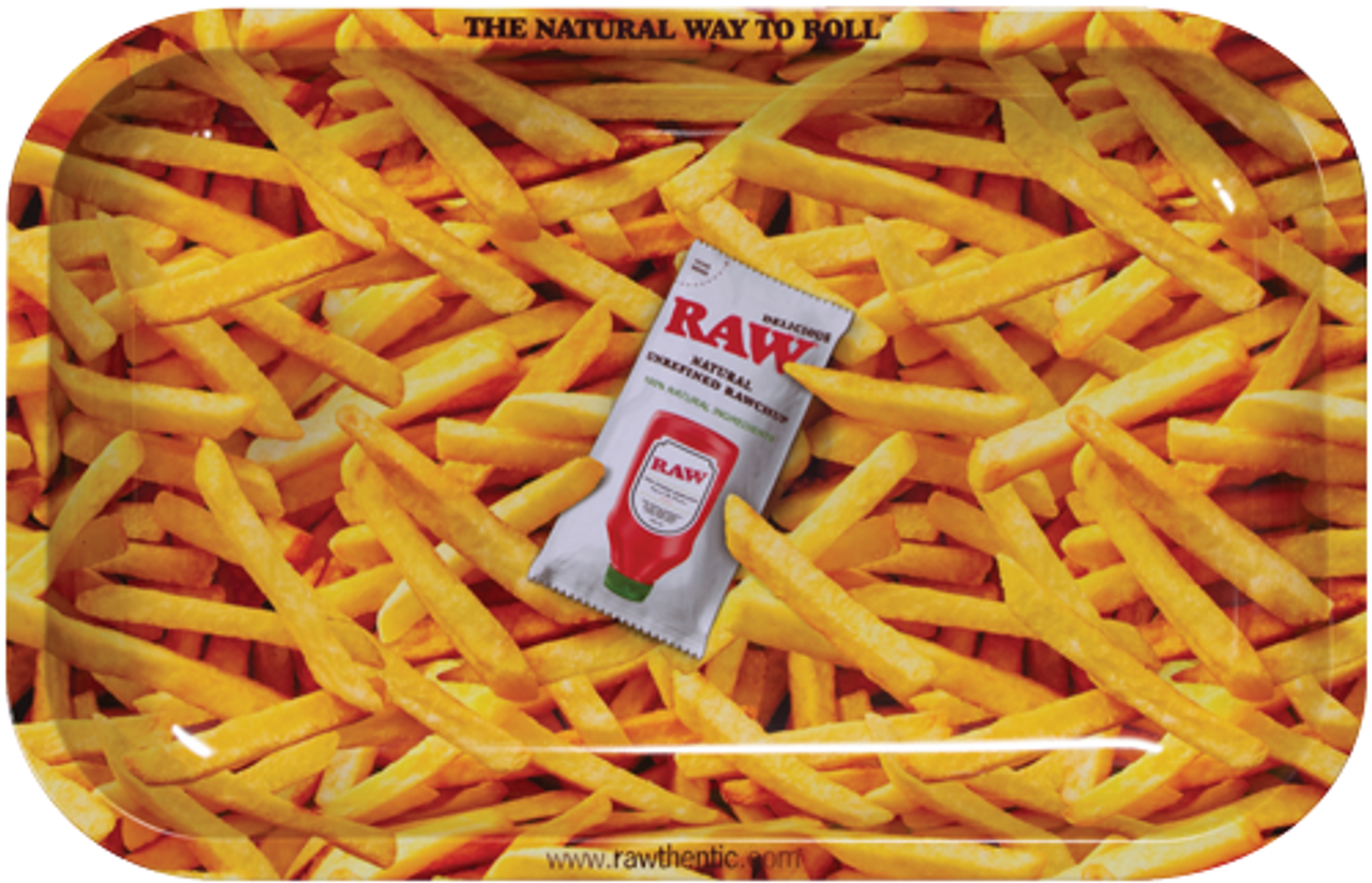 Raw Metal Rolling Tray Small - French Fries