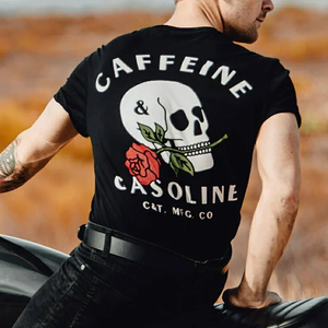 Caffeine & Gasoline Rose Skull T-Shirt