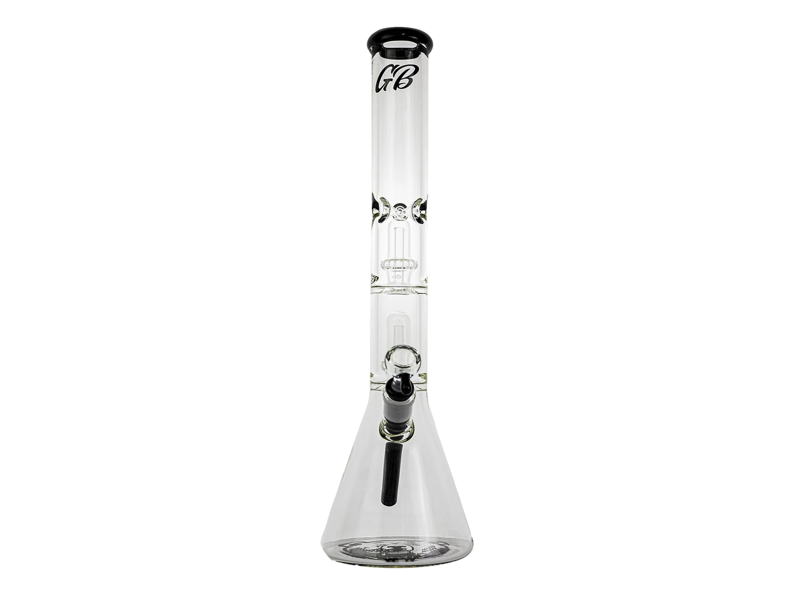 18" Green Bear 7mm Double UFO Beaker - Black