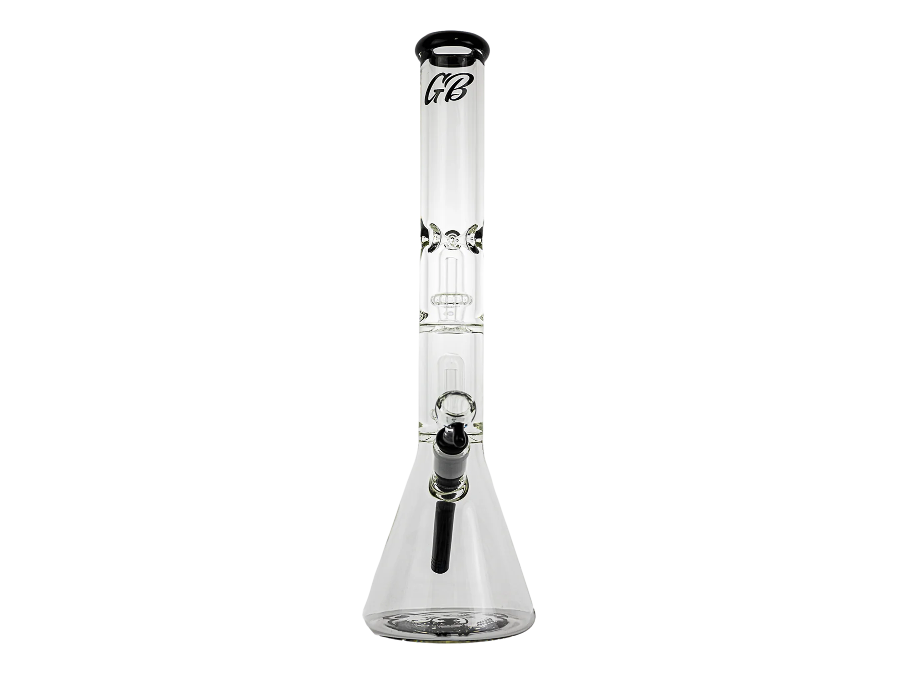 18" Green Bear 7mm Double UFO Beaker - Black