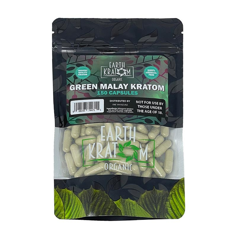 Earth Kratom Organic Capsules 150ct - Green Malay