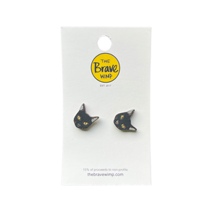 The Brave Wimp Earrings - Black Cat
