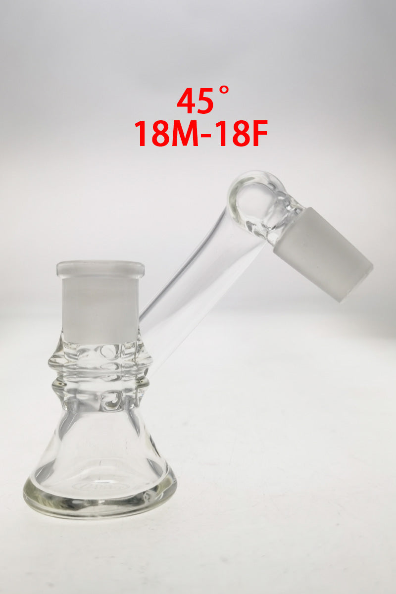 TAG - Non-Diffusing Ash Catcher (ONLINE ONLY) - (45 Degree) (18MM Male to 18MM Female) Wavy Laser Engraved Logo - Clear .05