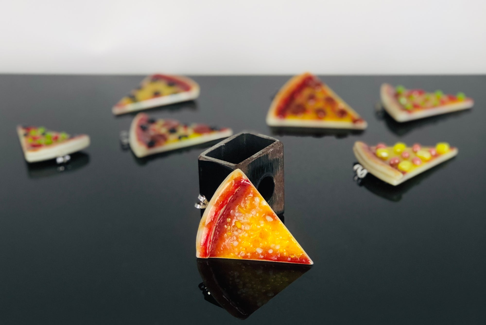 Jamie Burress Fused Glass Pizza Pendants