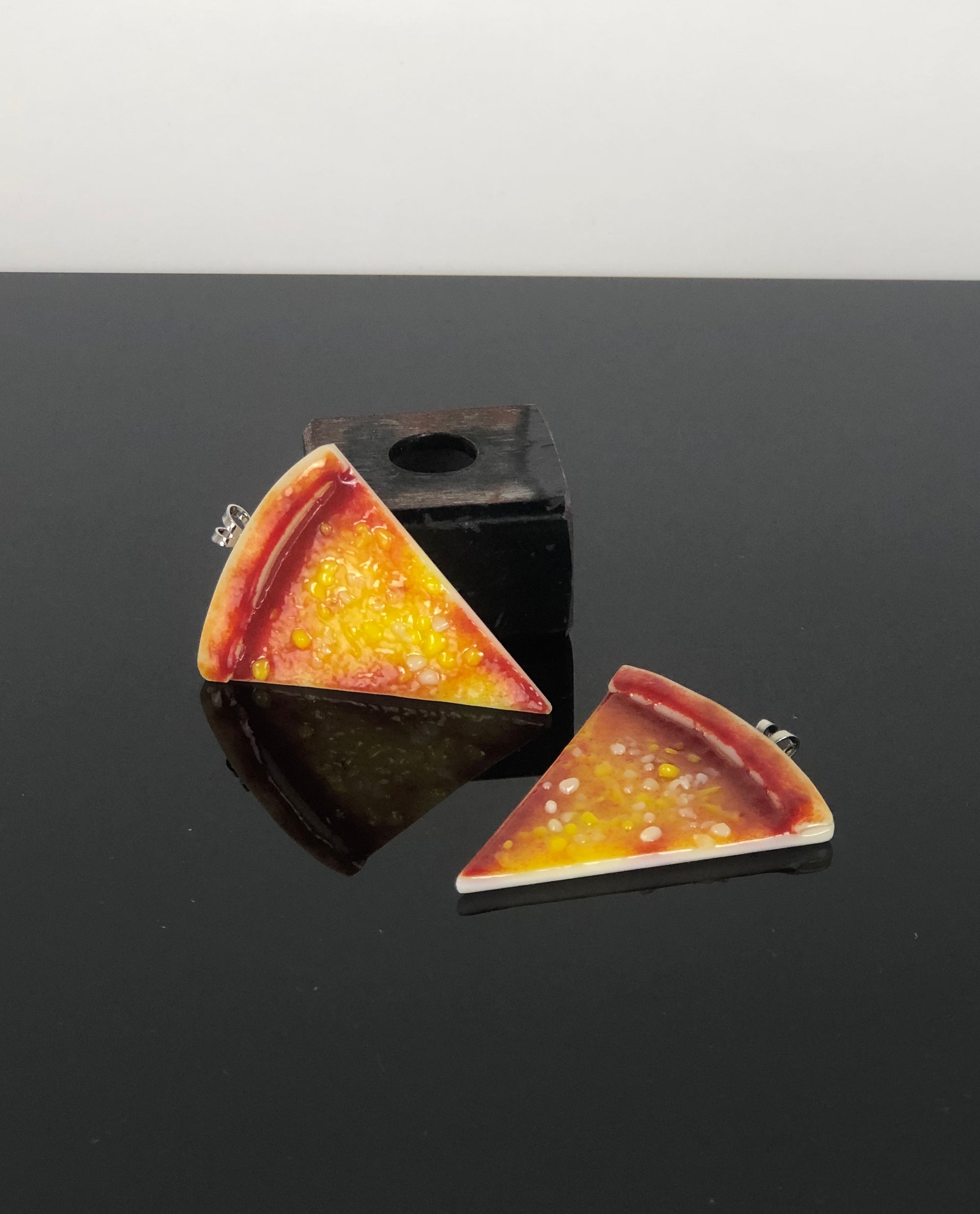 Jamie Burress Fused Glass Pizza Pendants - Cheese