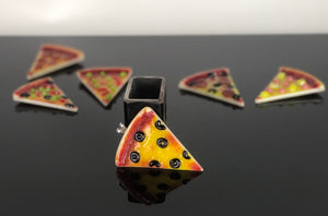 Jamie Burress Fused Glass Pizza Pendants - Olive