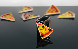 Jamie Burress Fused Glass Pizza Pendants - Veggie with Olive