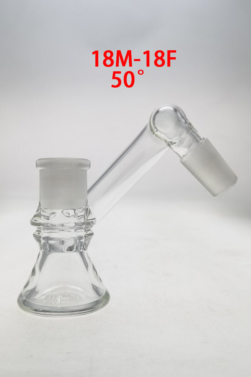 TAG - Non-Diffusing Ash Catcher (ONLINE ONLY) - (50 Degree) (18MM Male to 18MM Female) Wavy Laser Engraved Logo - Clear .05