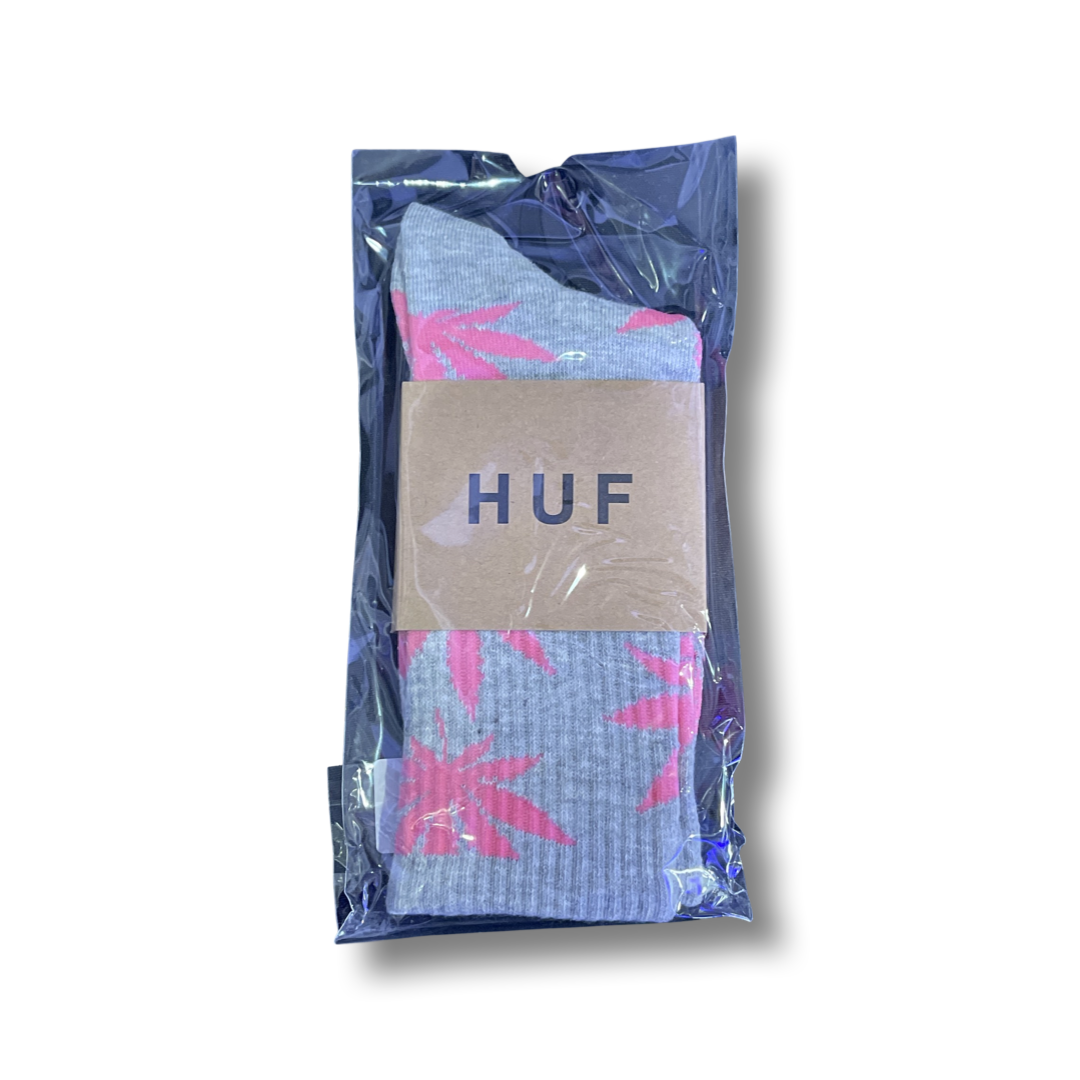 Cannabis Leaf Printed Socks - Gray/Pink