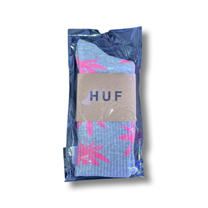 Cannabis Leaf Printed Socks - Gray/Pink