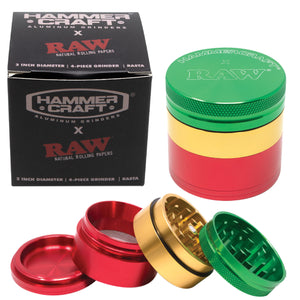 RAW® x Hammercraft 4 Part Grinder - Rasta / 2.0''