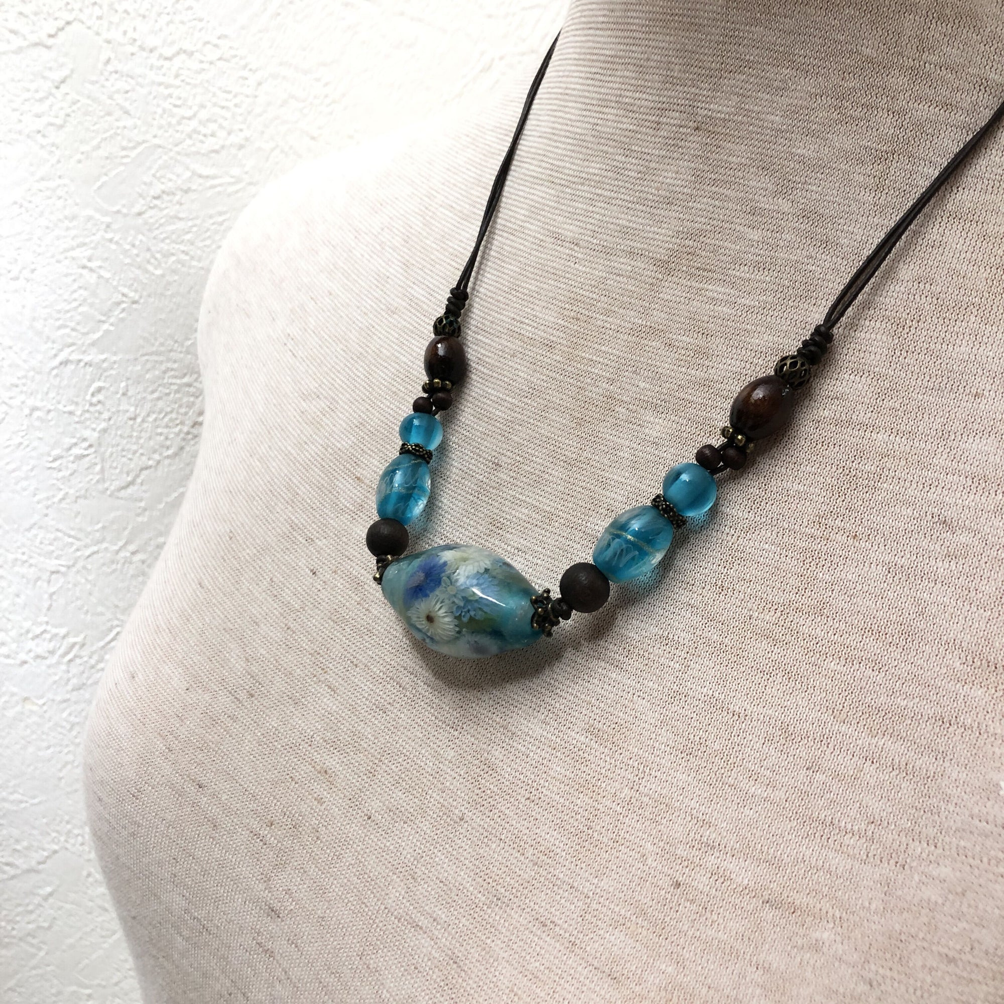 Etsuko Inasawa Blue Flower Necklace