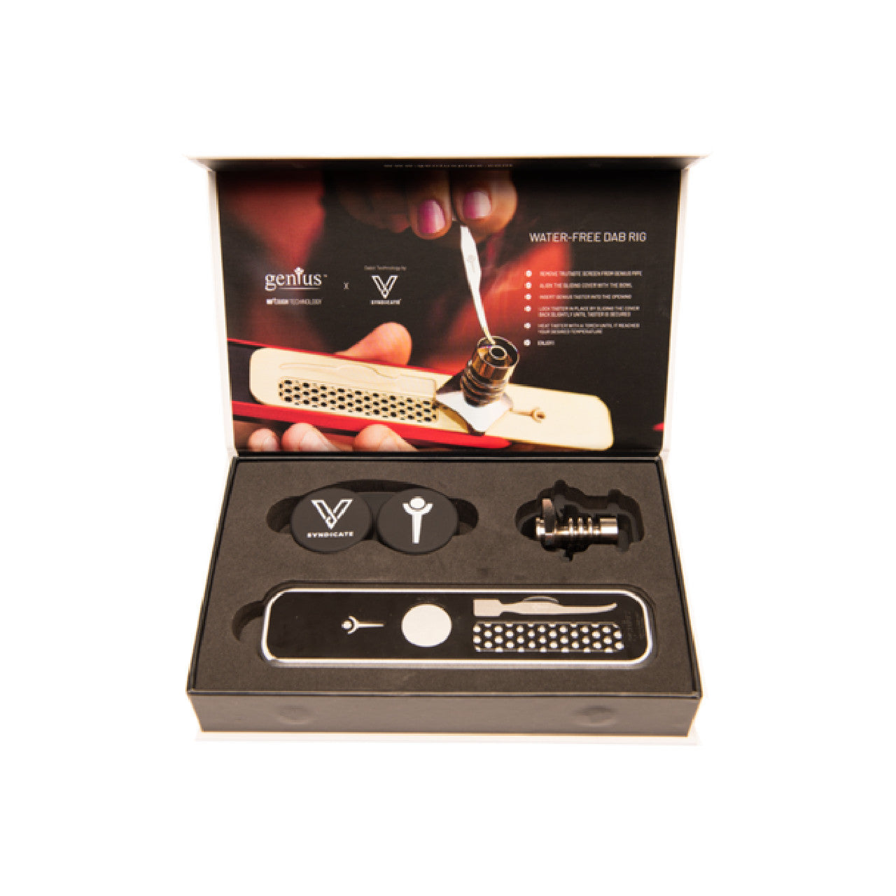 Water-Free Dab Rig By Genius Pipe - Silver With Black