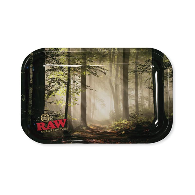 Raw Metal Rolling Tray Mini - Smokey Forest