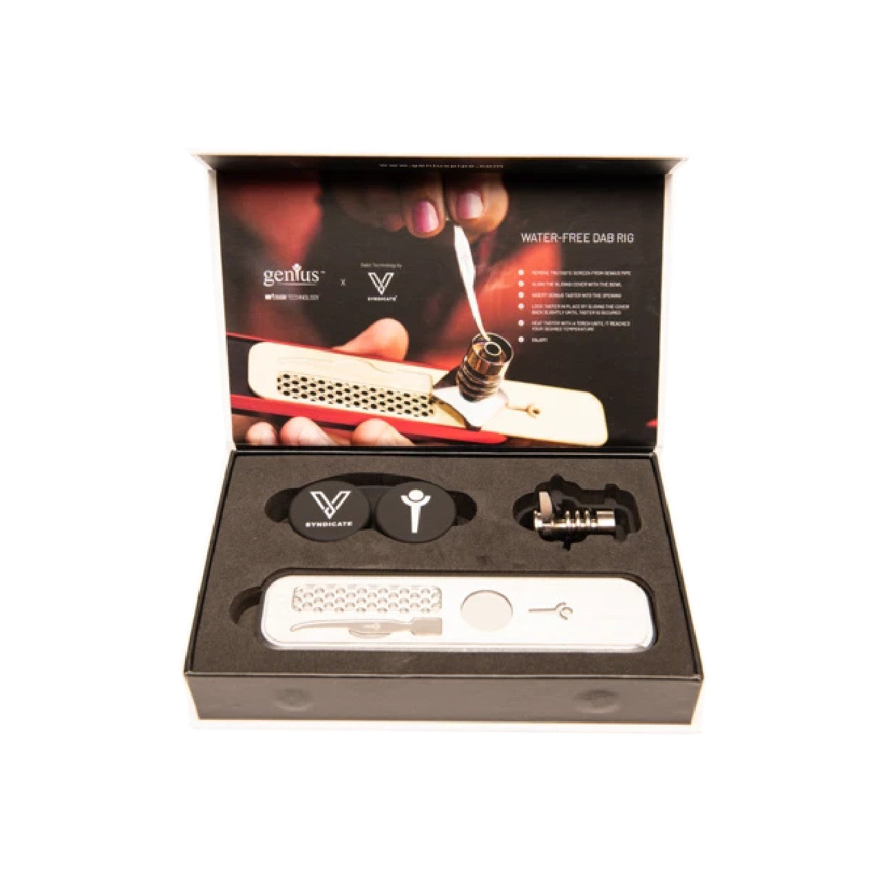 Water-Free Dab Rig By Genius Pipe - Silver With Black