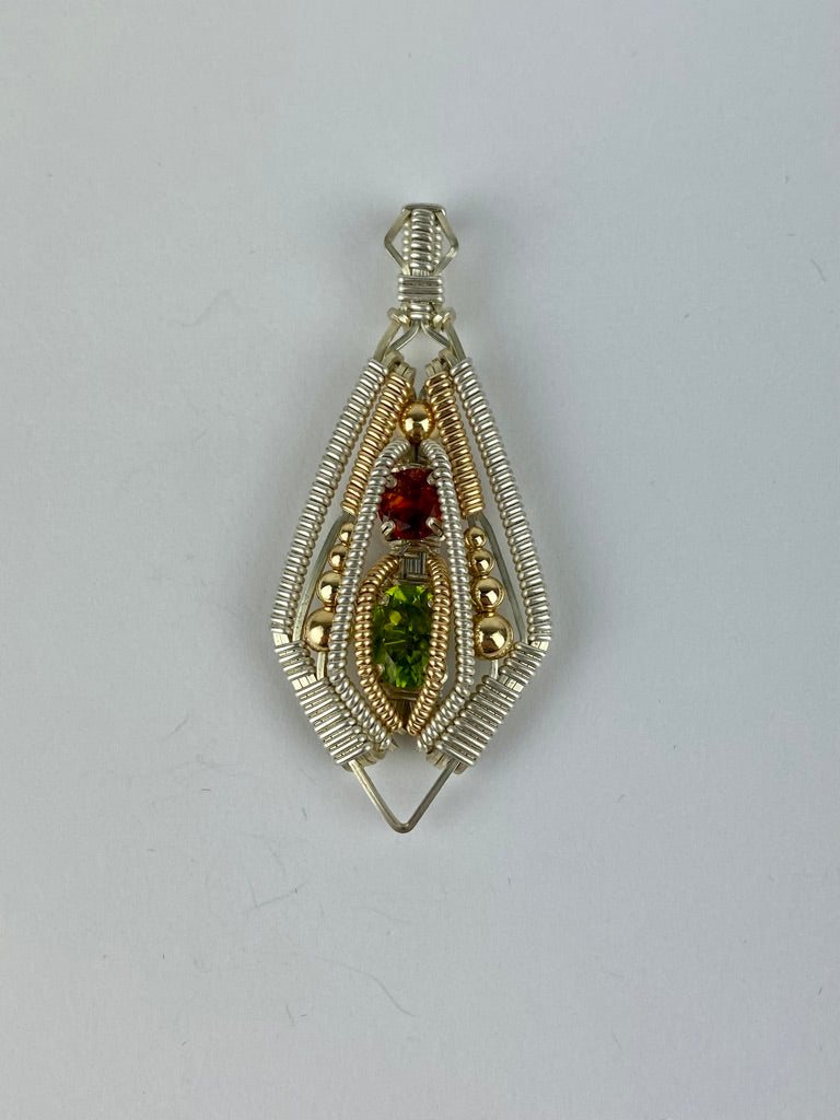 Jason Burruss Double Single Gem Pendant Peridot & Citrine