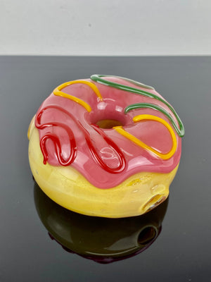 KGB Glass Donut Pipe Strawberry Rasta